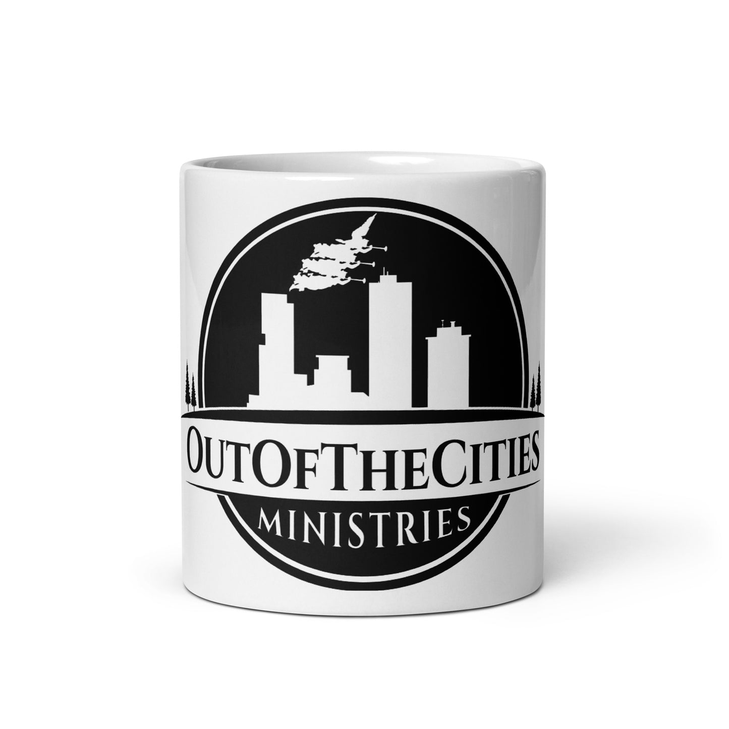 OutOfTheCities - White glossy mug