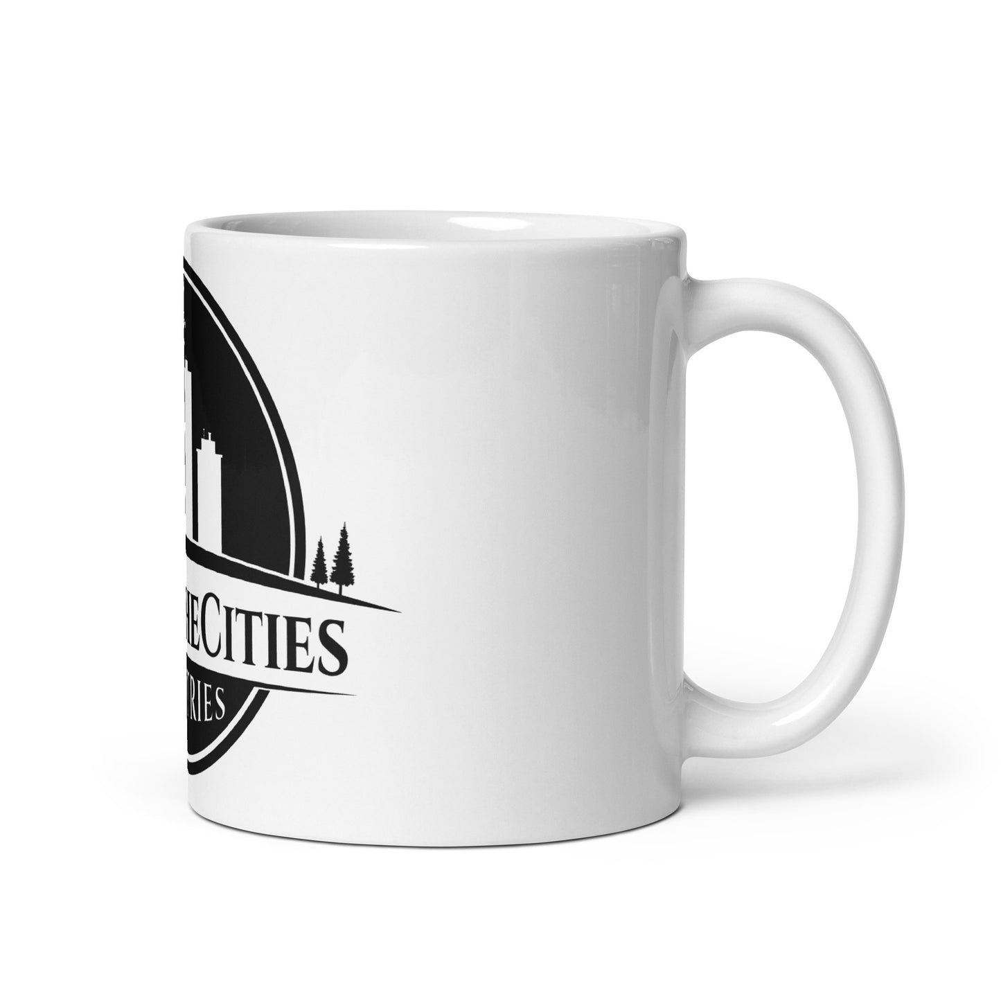 OutOfTheCities - White glossy mug