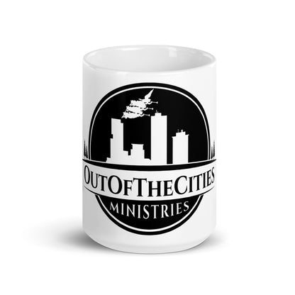 OutOfTheCities - White glossy mug