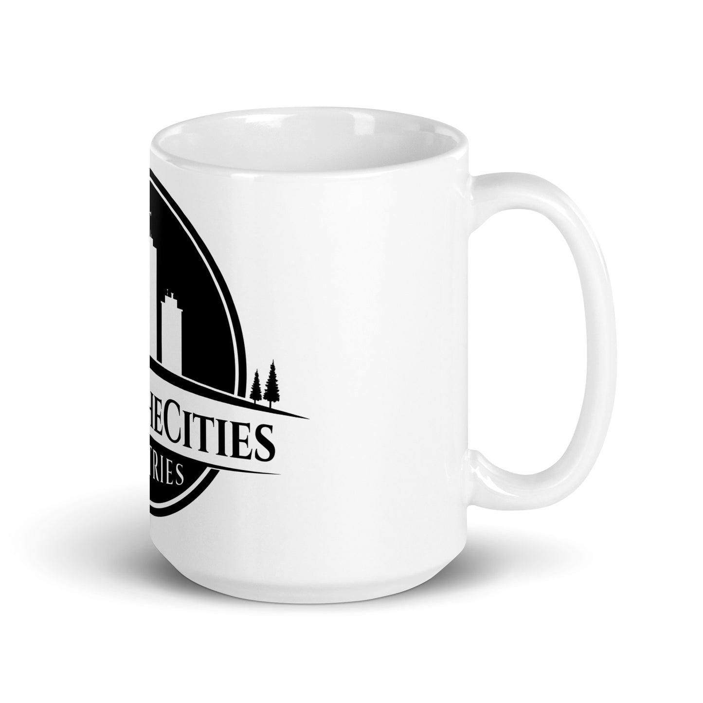 OutOfTheCities - White glossy mug