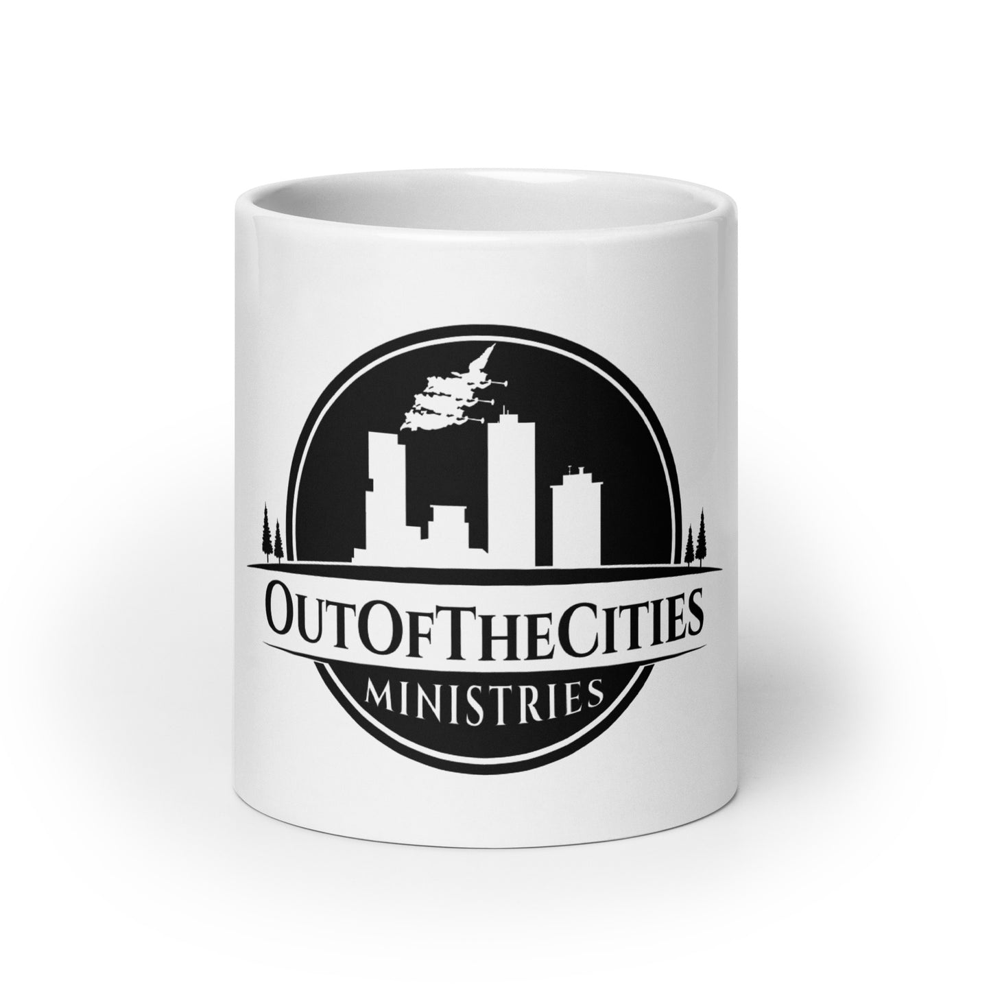 OutOfTheCities - White glossy mug